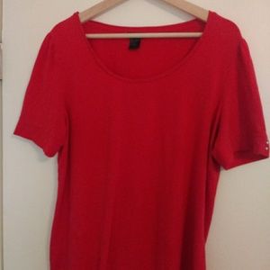 Ann Taylor red tee with puffed sleeves